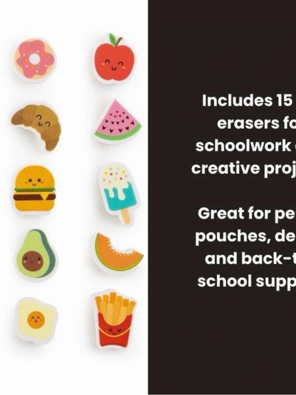 Yoobi Multicolor Food & Fruit Eraser Buddies Pack